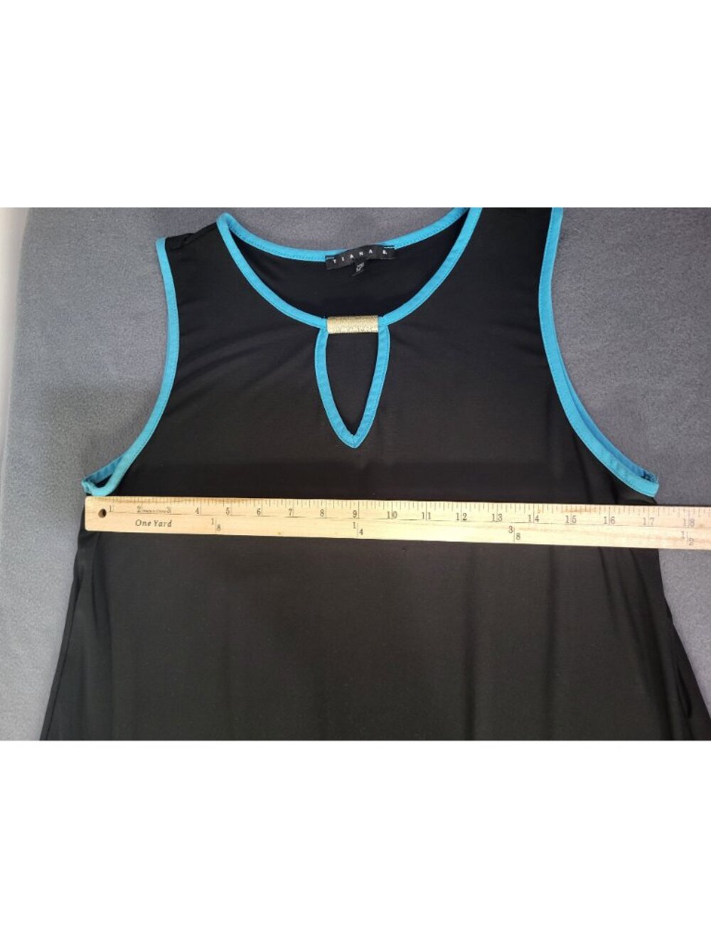 Tiana B. Women's 14 Sleeveless Tank Trapeze Dress Color Block Casual Black Blue - Picture 4 of 6